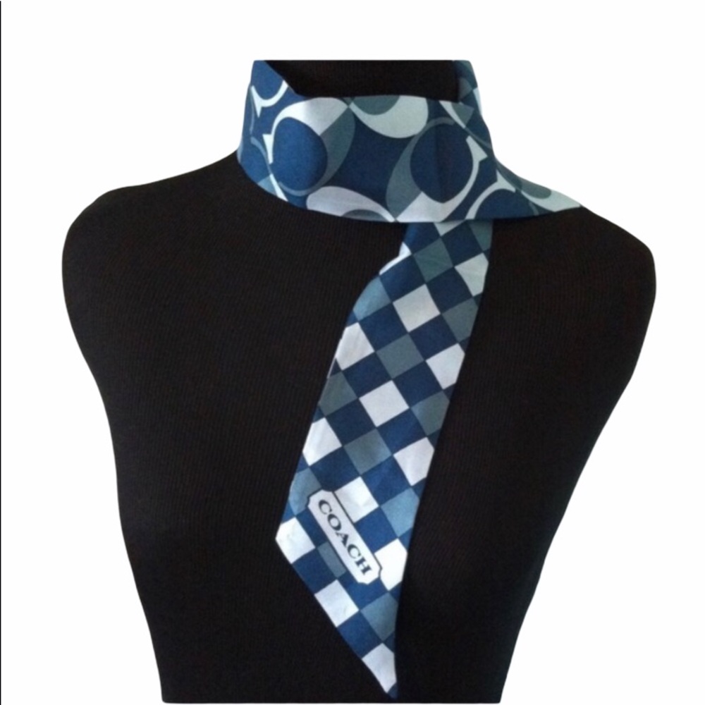 Coach Blue and White Patterned Scarf